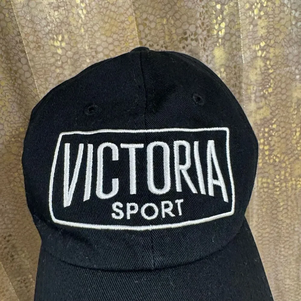 Victorias Secret Sport Black White Embroidered Baseball Hat Cap